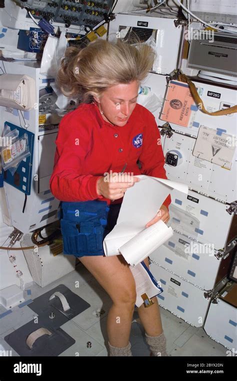 (10 August 1997) --- Astronaut N. Jan Davis, payload commander, looks ...