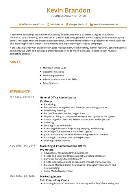 Master Of Business Administration Resume