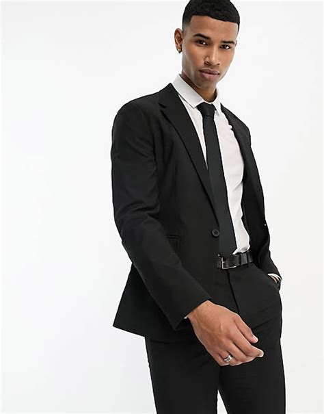 Asos Design Skinny Suit Jacket In Black Asos