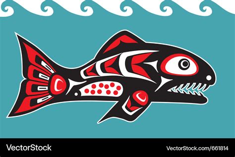 Fish Salmon Native American Style Royalty Free Vector