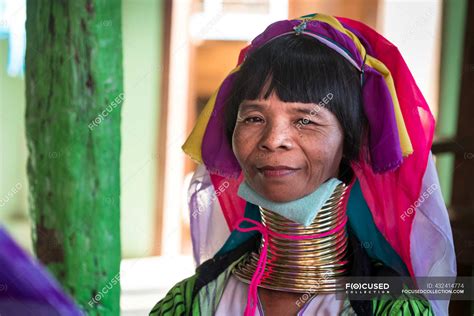 Senior Burmese Woman From Kayan Tribe Aka Padaung Long Neck Front