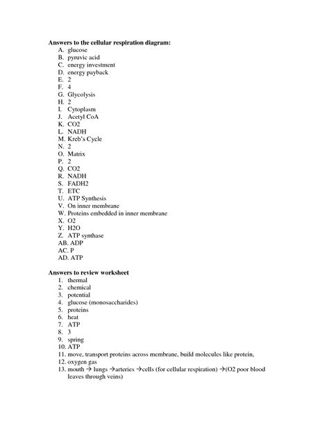 Glycolysis Worksheets