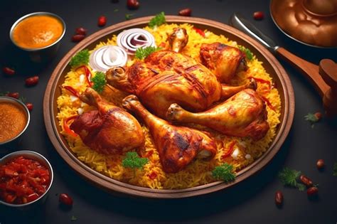 Biryani Au Poulet Avec Du Riz Basmati Cuit à La Vapeur Photo Premium