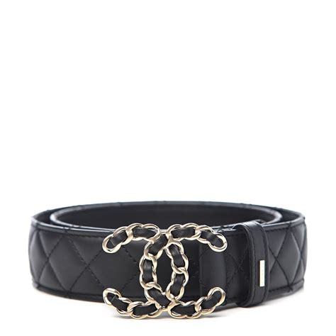 Chanel Lambskin Quilted Cc Chain Belt Black