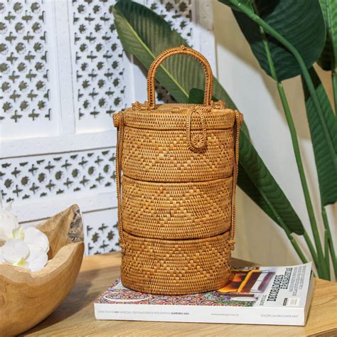 Cesta Organizadora Artesanal Modular Em Rattan Pequena D16cm X A25cm