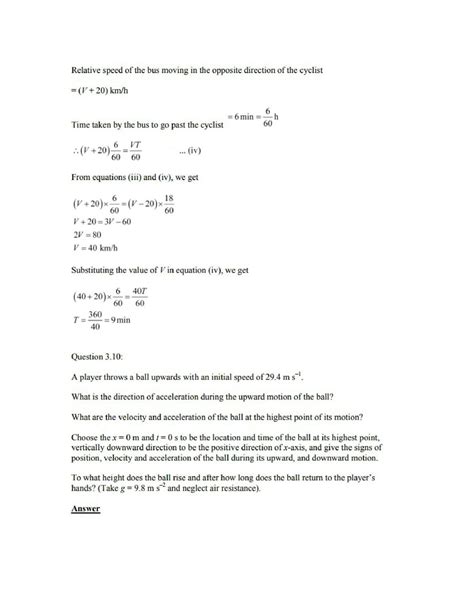 Physics Numericals For Class 11 Chapter 3 Complete Solution With Explanation