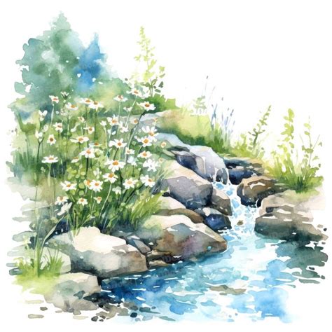 X Mountain Stream Clipart Wildflower Clipart Printable