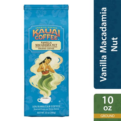 Kauai Ground Coffee Vanilla Macadamia Nut Medium Roast 10 Oz Package