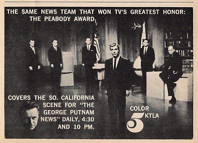 1966 KTLA NEWS AD~GEORGE PUTNAM~HUGH BRANDAGE~HAL FISHMAN~DICK ENBERG | eBay