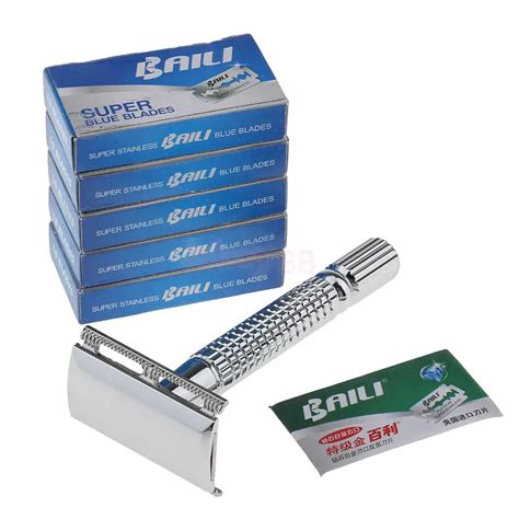 Men S Traditional Classic Double Edge Chrome Shaving Safety Razor 50 Blades In Razor From