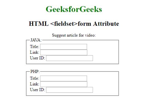 Html Fieldset Form Attribute Geeksforgeeks