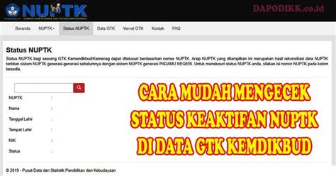 Cek Status Nuptk Cari Nuptk Cara Mengecek Nuptk Aktif Atau Tidak Verval