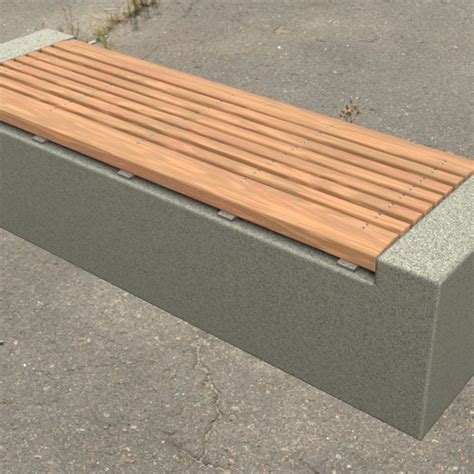 Wood Bench On Concrete Block Cgtrader