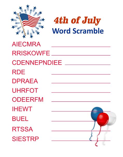 Fourth Of July Activity Sheets