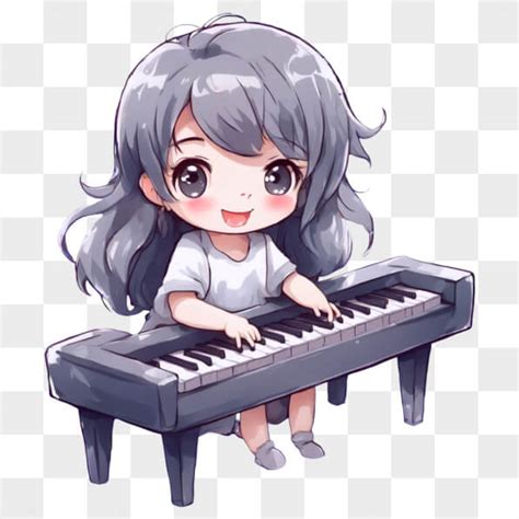 Baixe Garota De Desenho Animado Kawaii Tocando Piano Creative Fabrica