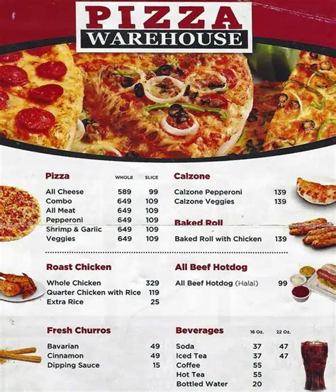 Pizza Warehouse Menu Menu For Pizza Warehouse Glorietta Complex