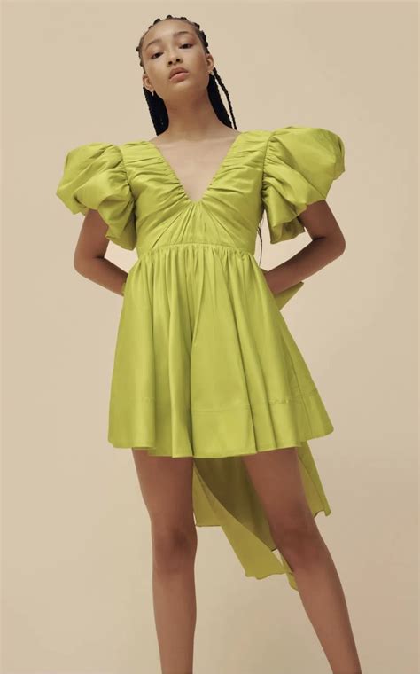 Aje Gretta Bow Back Mini Dress Green Size 10 The Volte