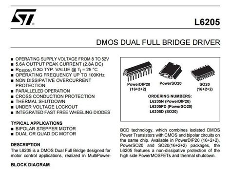 L6205PD POWERSO20 L6205 DMOS DUAL FULL BRIDGE DRIVER L6205PD