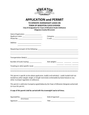 Fillable Online Overweight Application And Permit Fax Email Print