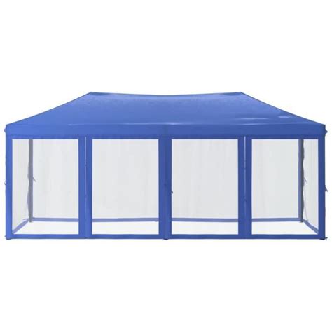 Akozon Tente de réception pliable avec parois Bleu 3x6 m