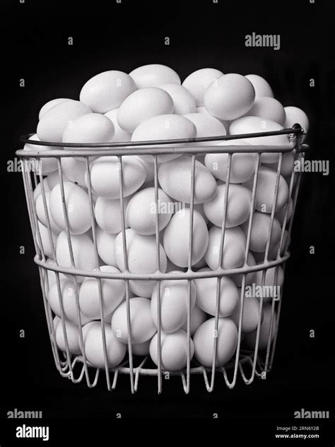 S A Large Metal Wire Basket Full Of Chicken Eggs Dont Put All Your