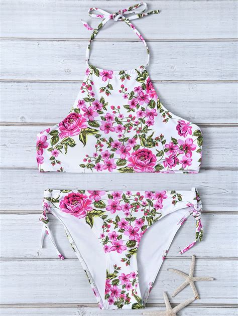 25 OFF 2021 Tiny Floral Halter Bikini Set In FLORAL ZAFUL