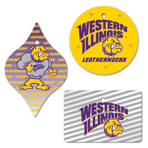 Western Illinois University Ornament Set Of 3 Shapes Free Shipping