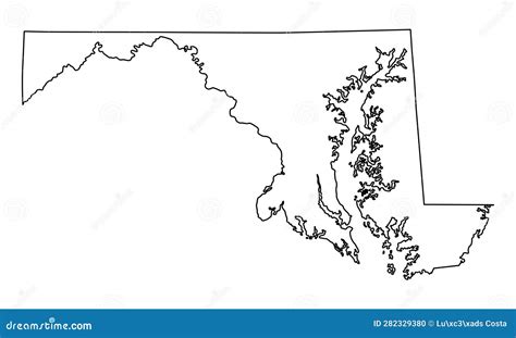 Esquema Del Mapa Del Estado De Maryland Ilustraci N Del Vector