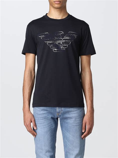 Emporio Armani Outlet Cotton T Shirt With Eagle Navy Emporio