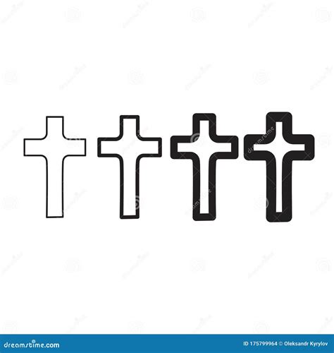 Conjunto De Iconos De Cruz Cristiana En Dise O Plano Ilustraci N