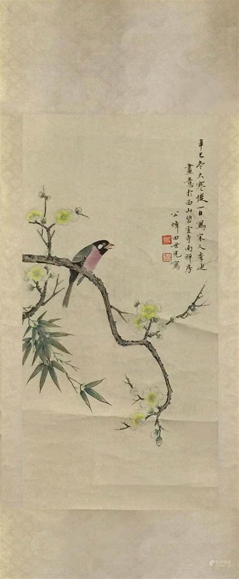 51BidLive Chinese Scroll Painting Of Flower And Bird