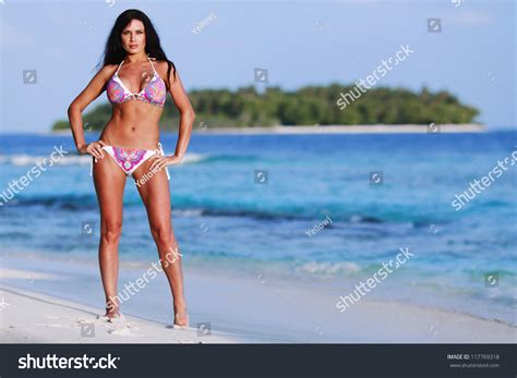 Beautiful Sexy Woman Bikini Posing On Stock Photo 117769318 Shutterstock