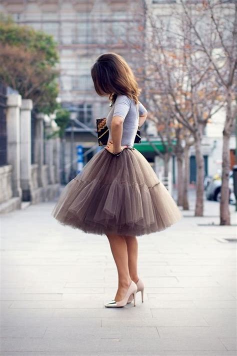 Brown Tulle Skirt Ballet Full Circle Flare Midi Knee Length High Waist Skirt Bridesmaid Wedding