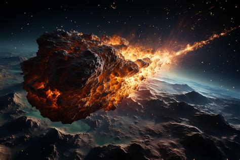 Premium AI Image | meteor falling on earth in night sky meteor shower