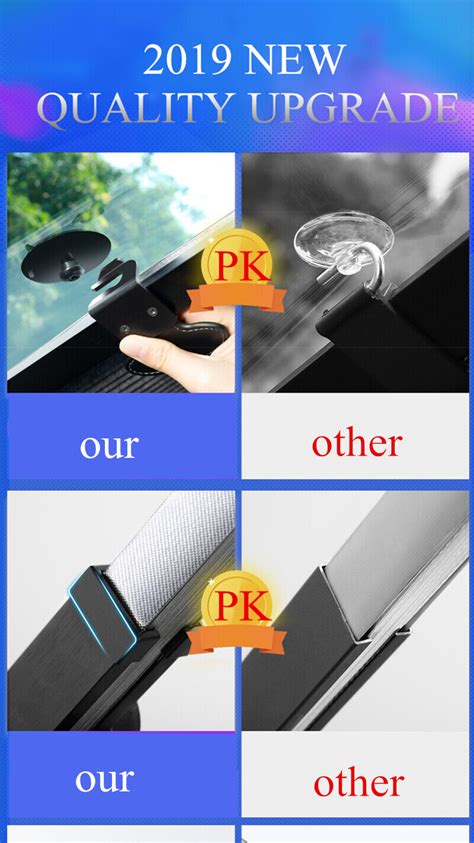 Car Retractable Curtain UV Protection Front Rear Windshield Sun Visor