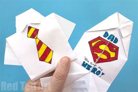 Easy Origami Shirt - Father's Day Card - Red Ted Art - Kids Crafts