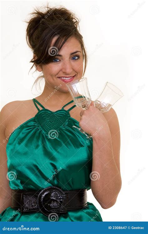 Woman and wine glasses stock image. Image of casual, pretty - 2308647