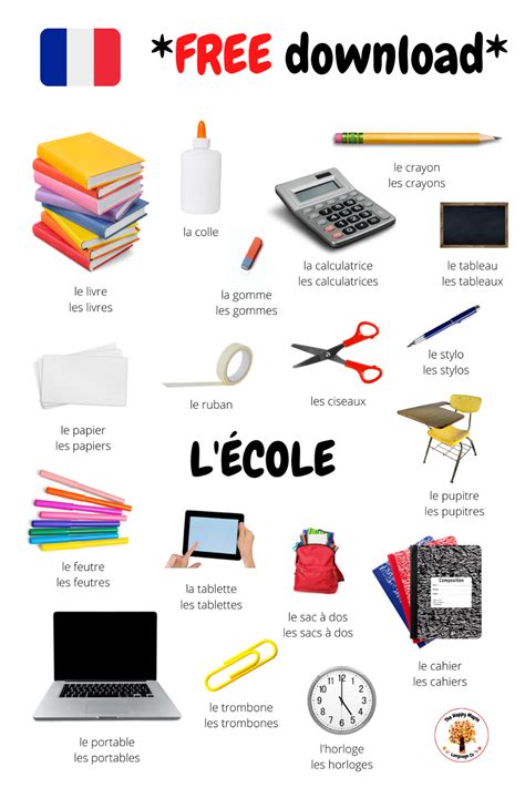 Free French School / École - Picture Vocabulary Sheet | Italian ...