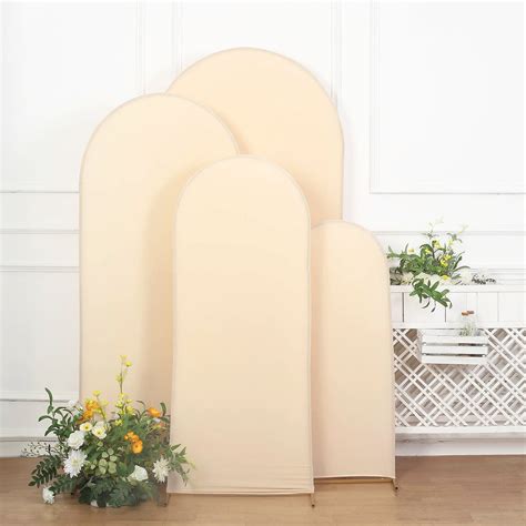 Efavormart Set Of 4 Matte Beige Spandex Fitted Wedding Arch Covers