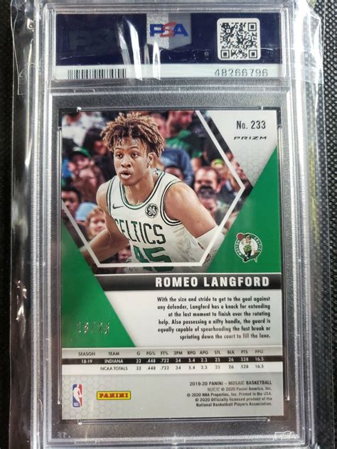 2019 Panini Mosaic Romeo Langford Rookie Orange Florescent Prizm 25