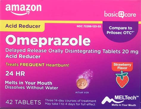 Buy Amazon Basic Care Omeprazole Delayed Release Orally Disintegrating Tablets Strawberry