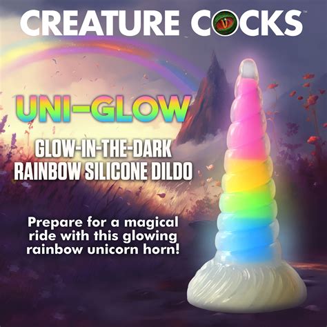 Uni Glow Glow In The Dark Rainbow Silicone Dildo O Kinky