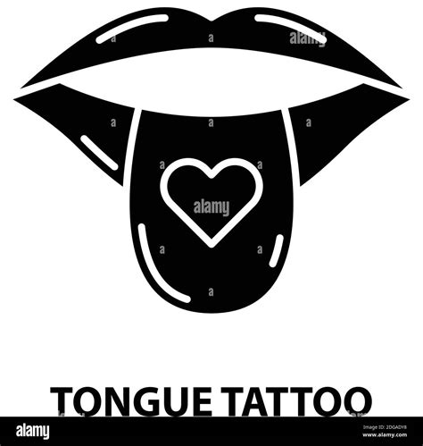 Tongue Tattoo Icon Black Vector Sign With Editable Strokes Concept Illustration Stock Vector