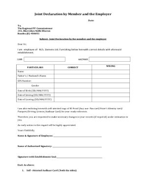 Fillable Online Joint Declaration Form EPF ClearTax Fax Email Print