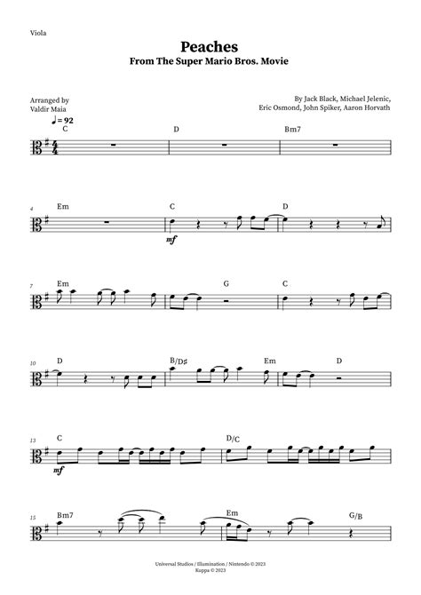 Peaches Arr Valdir Maia By Jack Black Sheet Music For Viola Solo At Sheet Music Direct