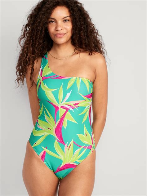 Old Navy Printed One Shoulder Swimsuit Multi 620943002