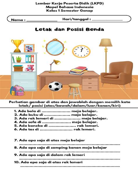 Lkpd Letak Dan Posisi Benda Di Sekitar Pdf