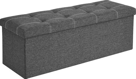 IDMarket Banc Coffre Rangement Sur Pied 100 Cm Tissu Gris Anthracite