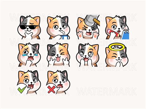 Calico Cat Emotes X 46 For Twitch Discord Emote Calico Cat Etsy