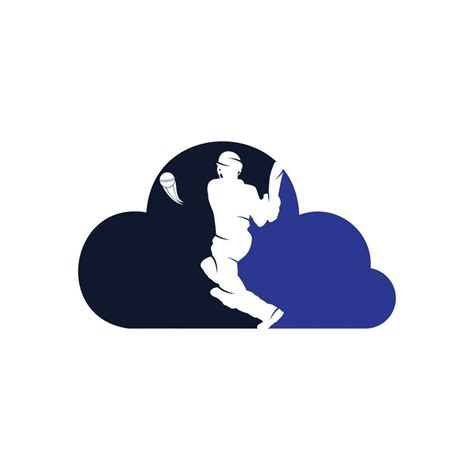 Batsman Playing Cricket Cloud Shape Concept Logo Cricket Competition